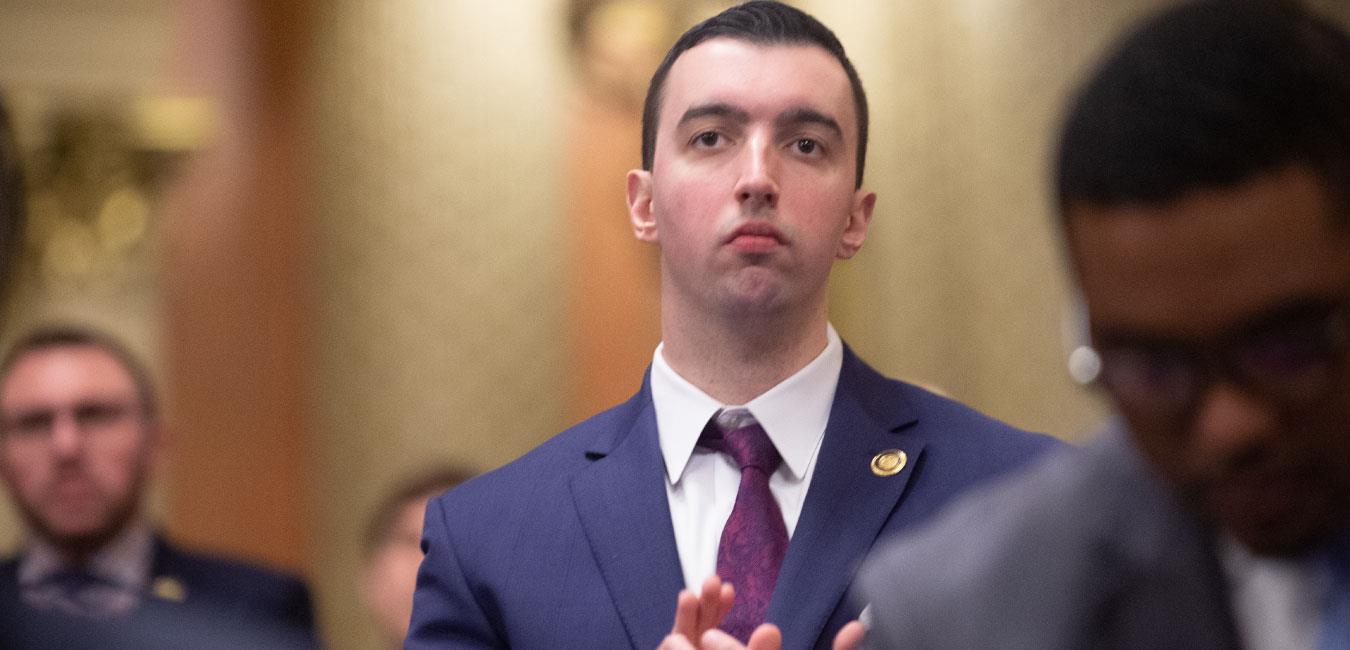 Representative Markosek standing and applauding on House floor